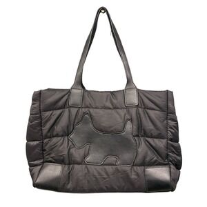 Agatha Paris Quilted Puffer Tote Bag Womens Black Nylon Shoulder Carryall Fluffy